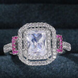 😍Romantic Radiant Shiny Zircon Hollow Silver Ring Women for Women, L097